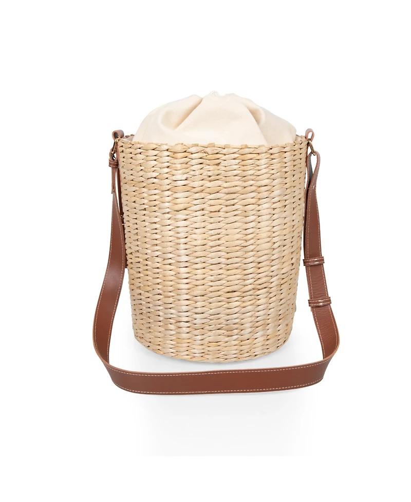 Picnic Time Palermo Rush Insulated Bucket Tote with Leather Straps
