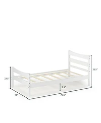 Gymax Twin Size Platform Bed Frame Foundation w/Headboard &Wood Slat Support White