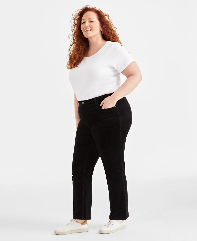 Style & Co Plus High-Rise Straight-Leg Corduroy Pants, Macy's Exclusive