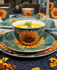 Certified International Golden Sunflowers Set of 4 Salad Plates