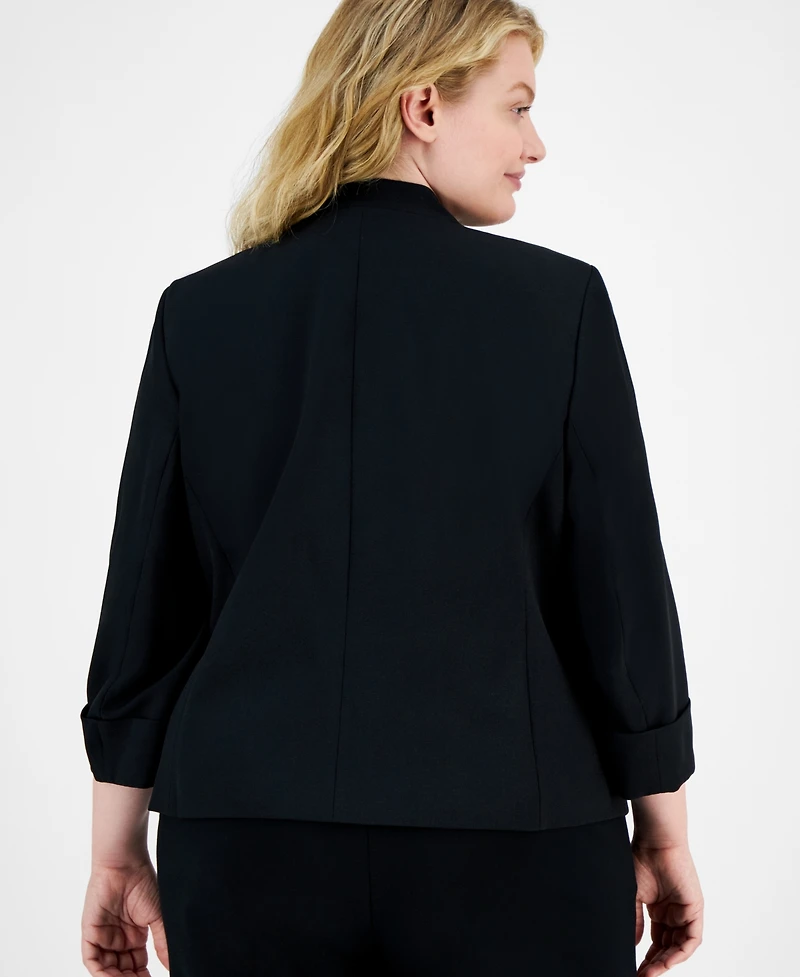 Kasper Plus 3/4-Sleeve Collarless Blazer