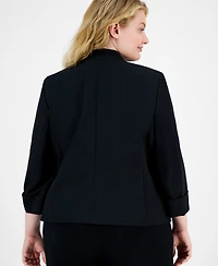 Kasper Plus 3/4-Sleeve Collarless Blazer
