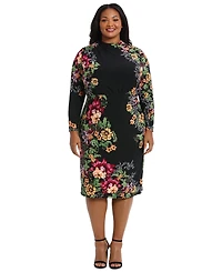 London Times Plus Size Drapey Mock Neck Jersey Dress