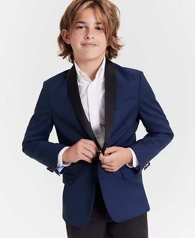 Tommy Hilfiger Big Boys Stretch Sharkskin Shawl Collar Sportscoat