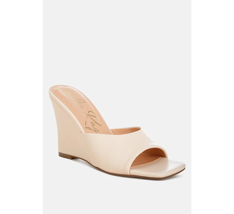 Norta Faux Leather Wedge Sandals