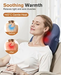 Sugift 3D Shiatsu Massage Cushion Heat Therapy Neck and Shoulder Massager with Memory Foam