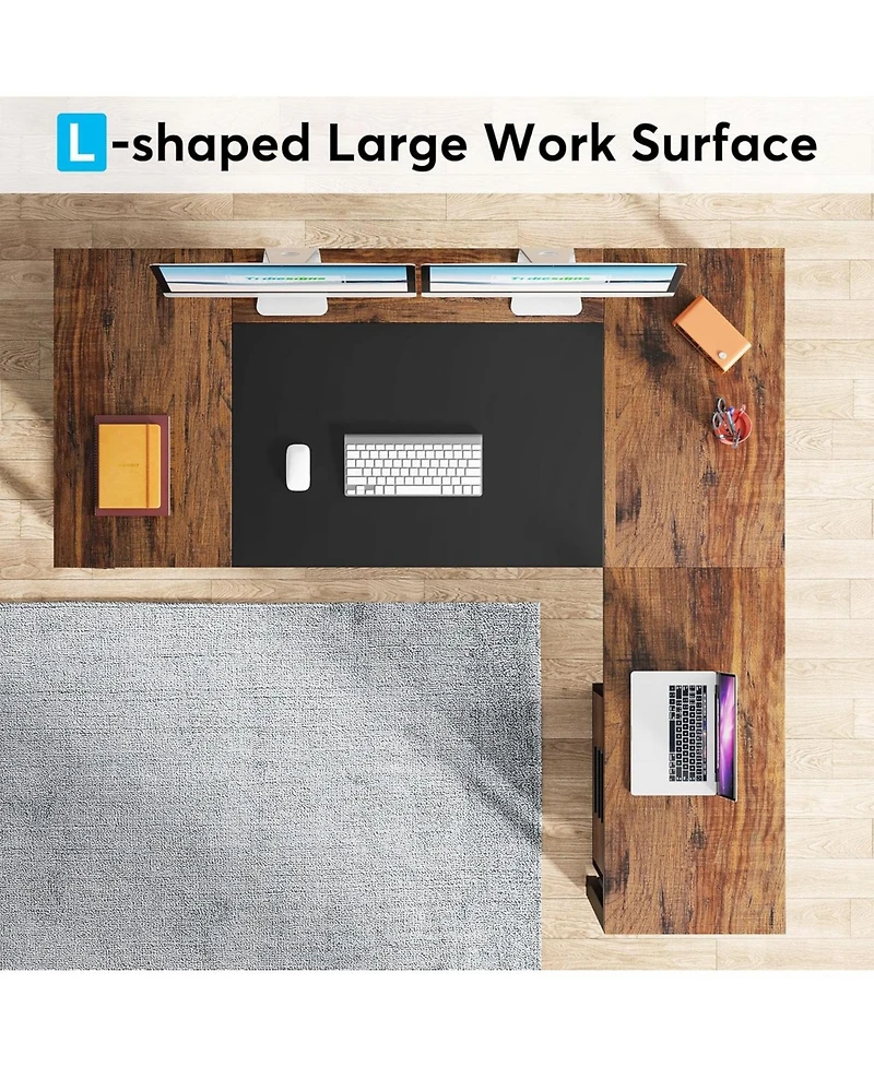 Tribesigns 62.99" L-Shaped Computer Desk with Mobile File Cabinet, Large Executive Office Desk with 3-Drawer Vertical Filing Cabinet, Business Fu