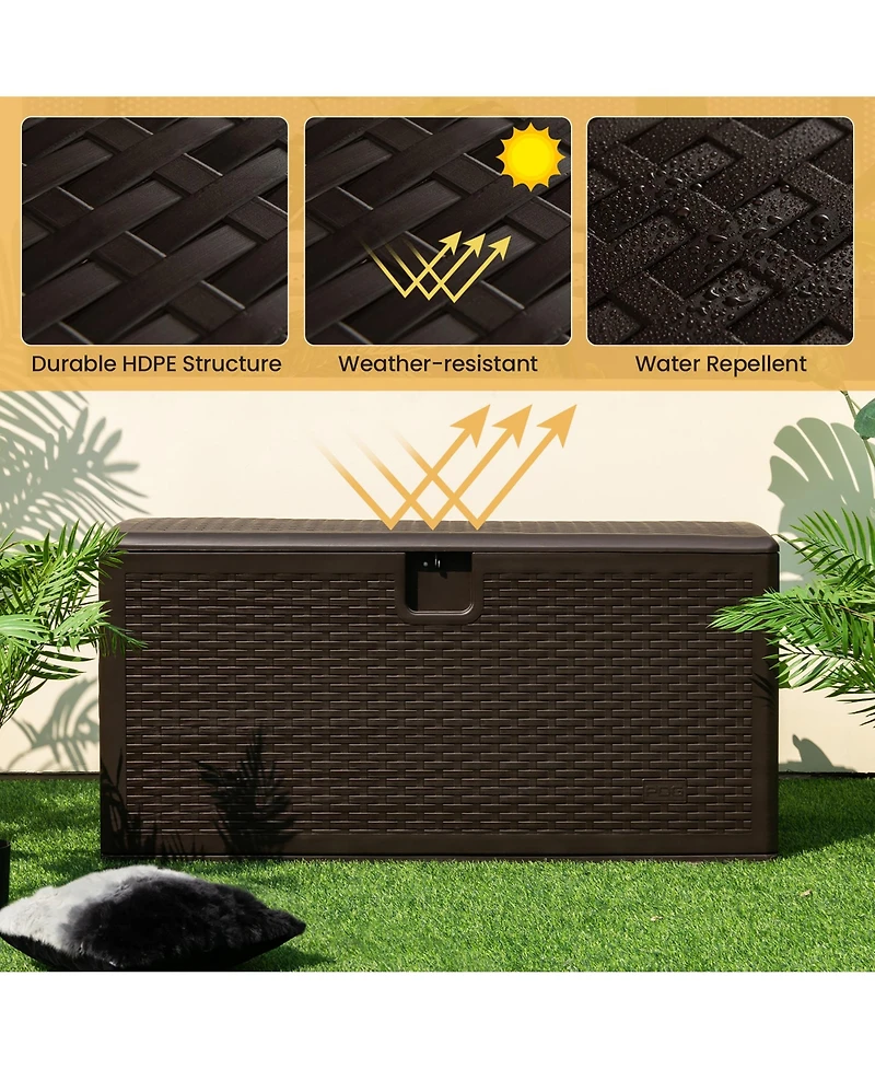 130 Gallon Patio Deck Box Outdoor Waterproof Storage Container for Tools Toys
