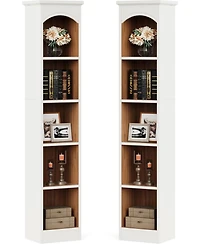 Tribesigns 70.9-Inch Tall Narrow Bookcase Set of 2, 5-Tier Cube Bookshelf with Storage, Modern Slim Corner Display Shelves for Home Office, Living Roo