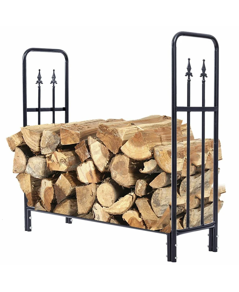 Skonyon 4 Feet Outdoor Heavy Duty Steel Firewood Wood Storage Rack