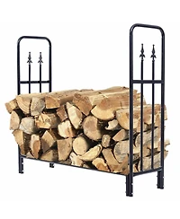 Skonyon 4 Feet Outdoor Heavy Duty Steel Firewood Wood Storage Rack
