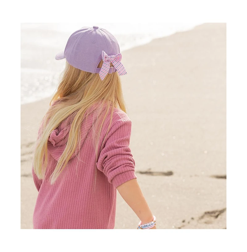 Bits & Bows Girls Rainbow Unicorn Bow Baseball Hat in Lavender