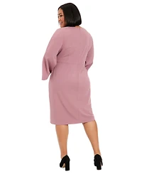 London Times Plus Twisted Split-Sleeve Sheath Dress