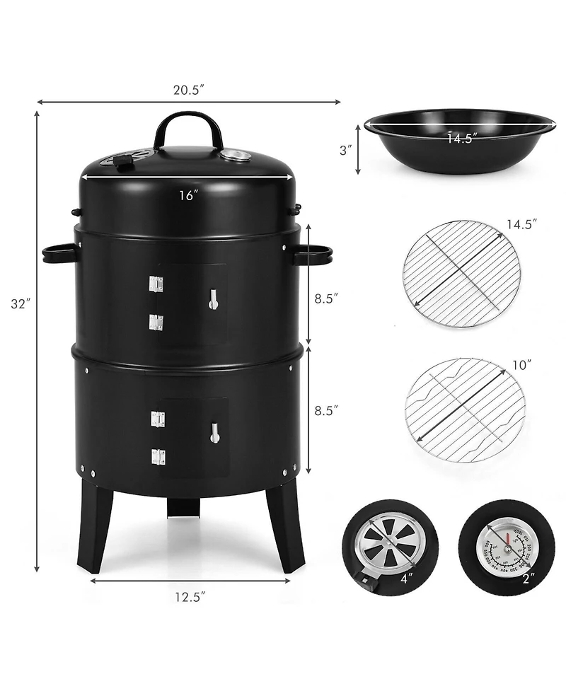 Skonyon 3-in-1 Charcoal Bbq Grill Cambo with Built-in Thermometer