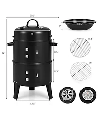 Skonyon 3-in-1 Charcoal Bbq Grill Cambo with Built-in Thermometer