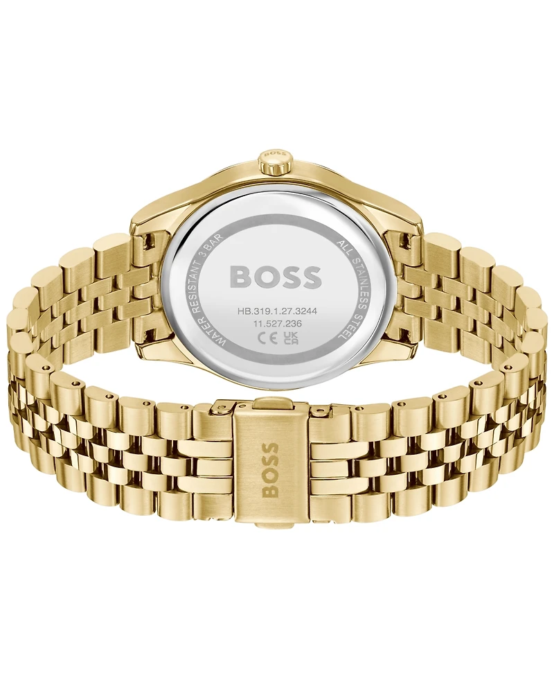 Hugo Boss Women's Graceful Quartz Basic Ionic Plated Thin Gold Steel Watch 36mm