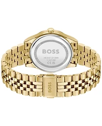 Hugo Boss Women's Graceful Quartz Basic Ionic Plated Thin Gold Steel Watch 36mm