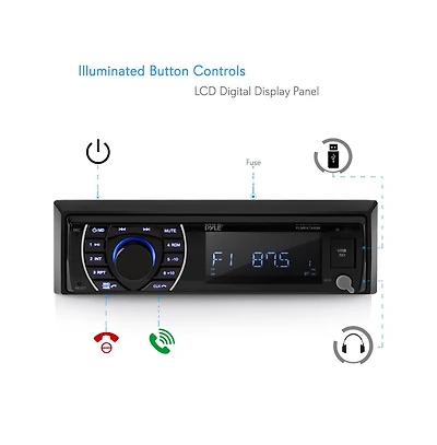 Pyle Bluetooth Marine Receiver Stereo & Speaker Kit, Hands-Free Calling, Wireless Streaming, MP3/Usb/Sd Readers, Am/Fm Radio, (4) 6.5” Waterpro