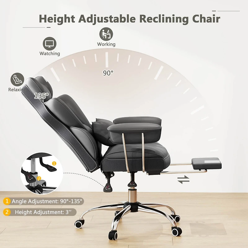 Office Desk Chair Big and Tall Executive with Footrest Lumbar Support