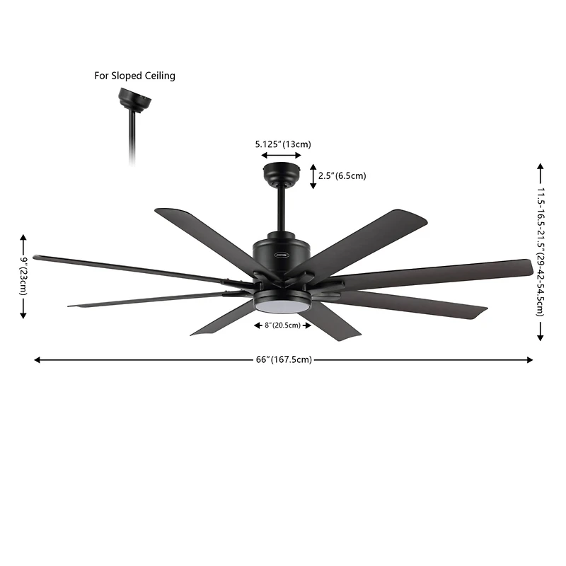 Jonathan Y Octo 66" 1-Light Contemporary Industrial Iron/Plastic Mobile-App/Remote-Controlled 6-Speed Ceiling Fan with Integrated Led Light