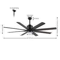 Jonathan Y Octo 66" 1-Light Contemporary Industrial Iron/Plastic Mobile-App/Remote-Controlled 6-Speed Ceiling Fan with Integrated Led Light