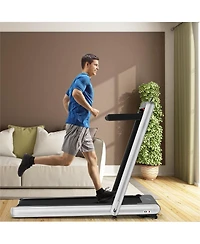 4.75HP 2 In 1 Folding Treadmill with Remote App Control-Silver
