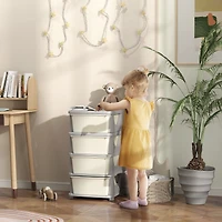 Qaba 30" 4 Tier Kids Storage Unit Dresser Tower,