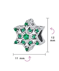 Bling Jewelry Frozen Winter Holiday Party Christmas Green Crystals Snowflake Bead Cz Charm Sterling Silver For European Bracelet