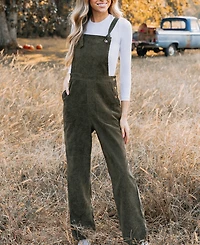Cupshe Women's Olive Corduroy Tie Strap Overalls