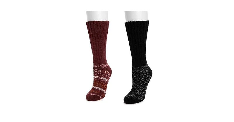 Muk Luks Women's Slouch Heat Retainer Sock (2 Pair Pack)