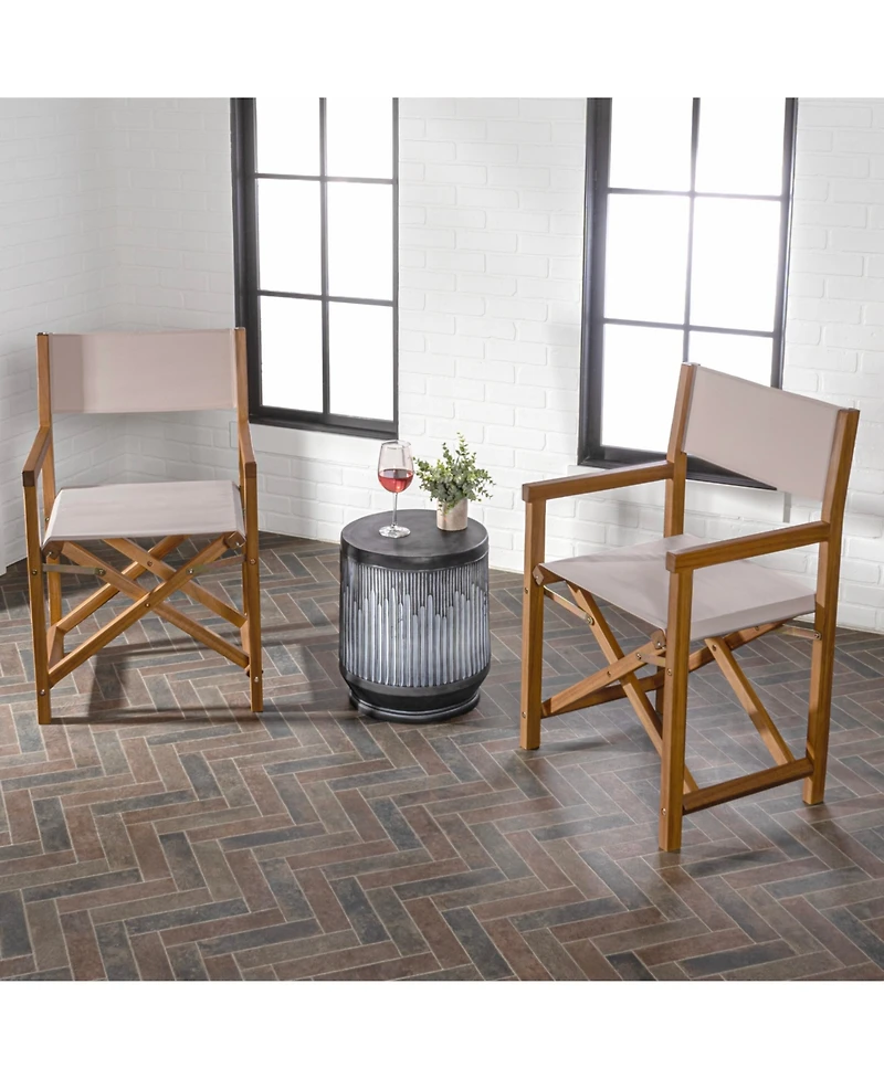 Jonathan Y Cukor Classic Vintage Outdoor Acacia Wood Folding Director Chair with Canvas Seat (Set of 2