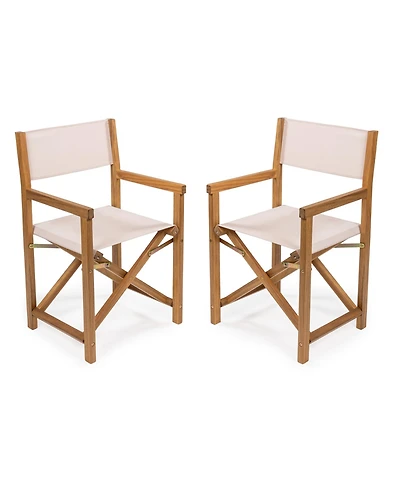 Jonathan Y Cukor Classic Vintage Outdoor Acacia Wood Folding Director Chair with Canvas Seat (Set of 2