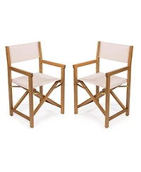 Jonathan Y Cukor Classic Vintage Outdoor Acacia Wood Folding Director Chair with Canvas Seat (Set of 2