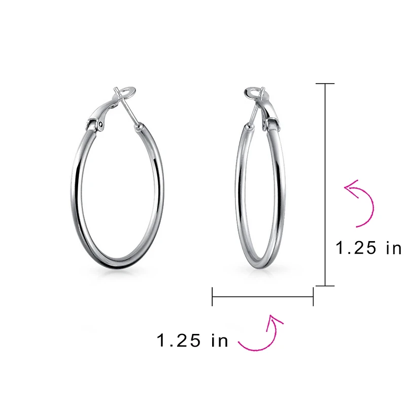 Bling Jewelry Simple Plain Circle Crescent Tapered Tube Hollow Puff Tube Round Hoop Earrings Sterling Silver