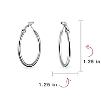 Bling Jewelry Simple Plain Circle Crescent Tapered Tube Hollow Puff Tube Round Hoop Earrings Sterling Silver