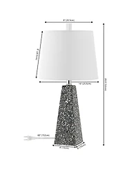 Jonathan Y Owen 20.5" Contemporary Resin Led Table Lamp, White Marble Finish (Set of 2)