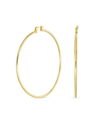 Bling Jewelry Minimalist Lightweight Round Thin Tube Big Large Hoop Earrings Yellow Gold Plated Brass 2.5 Inch Diameter