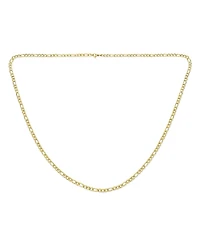 Bling Jewelry Solid Strong Shinny Mens Figaro Chain Necklace Link bracelet Set Gold Plated Stainless Steel 18 Inch 4.5MM