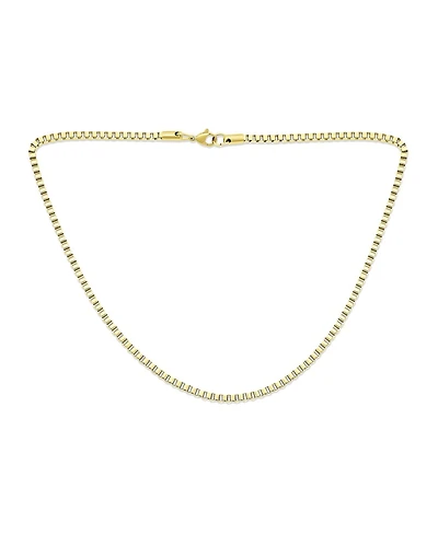 Bling Jewelry Polished Venetian Flat Box Chain Necklace Silver Tone Stainless Steel 3MM