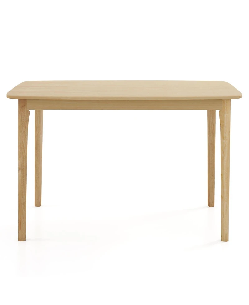 Sugift 48 Inch Solid Wood Dining Table with Rubber Wood Supporting Legs for Kitchen Dining Room-Natural