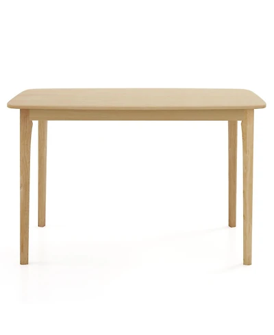 Sugift 48 Inch Solid Wood Dining Table with Rubber Wood Supporting Legs for Kitchen Dining Room-Natural