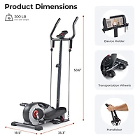 Sunny Health & Fitness Smart Compact Elliptical Cross Trainer with Handlebar and Exercise Bands, Magnetic Resistance, Bluetooth & SunnyFit App Connect