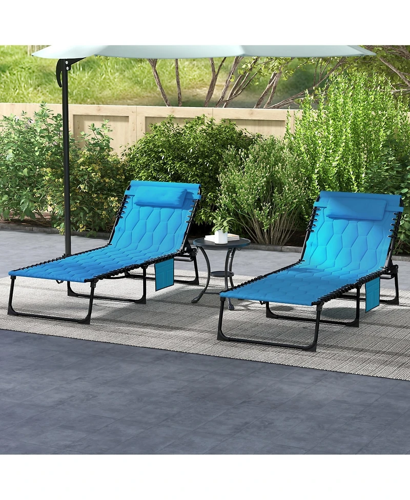 5-in-1 Folding Chaise Lounge Set with Headrest