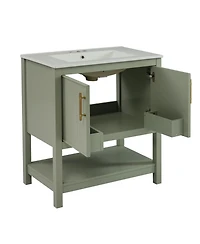 Streamdale 30-Inch Green Vanity with Sink and Storage