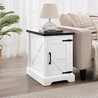 Streamdale Farmhouse End Table with Barn Door Storage