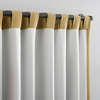 Evelina Faux Dupioni Silk Beaded Tassels Thermal Extreme 100% Blackout Back Tab Curtain Valance