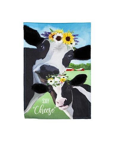 Evergreen Say Cheese Cows Garden Burlap Flag