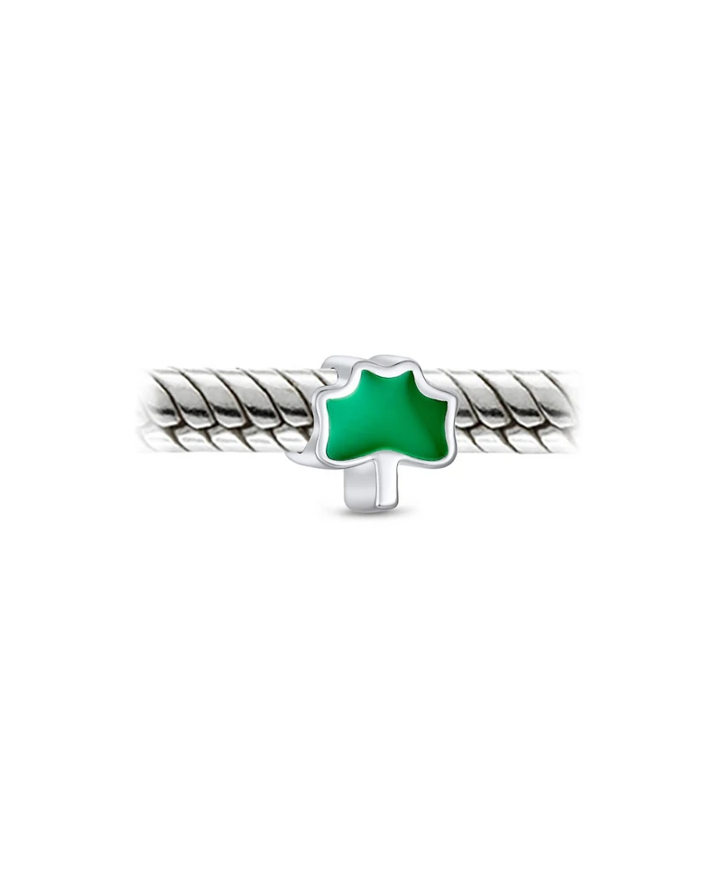 Bling Jewelry Good Luck Lucky Irish Shamrock Enamel Green Clover Charm Bead Sterling Silver Fits European Bracelet