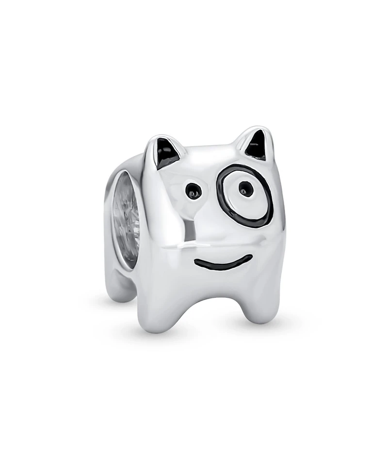 Bling Jewelry Small Puppy Pet Animal Lover Bff Spot Dog Charm Bead Oxidized Sterling Silver Fits European Bracelet