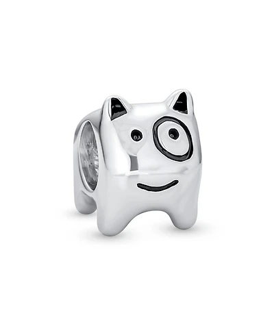 Bling Jewelry Small Puppy Pet Animal Lover Bff Spot Dog Charm Bead Oxidized Sterling Silver Fits European Bracelet